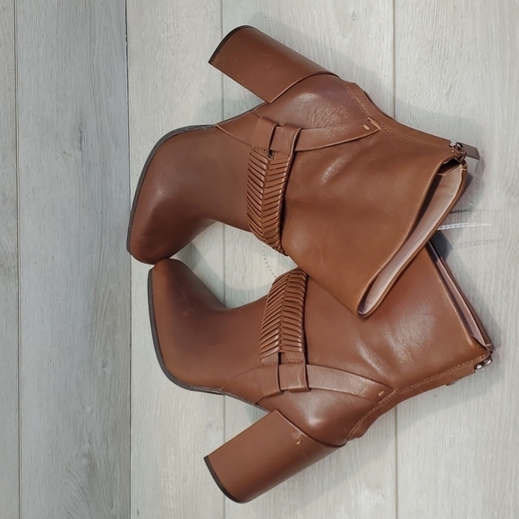 AD & DAUGHTERS Womens Anthropologie Mid Calf Heels Leather Booties shoes sz 6.5 - Picture 9 of 16